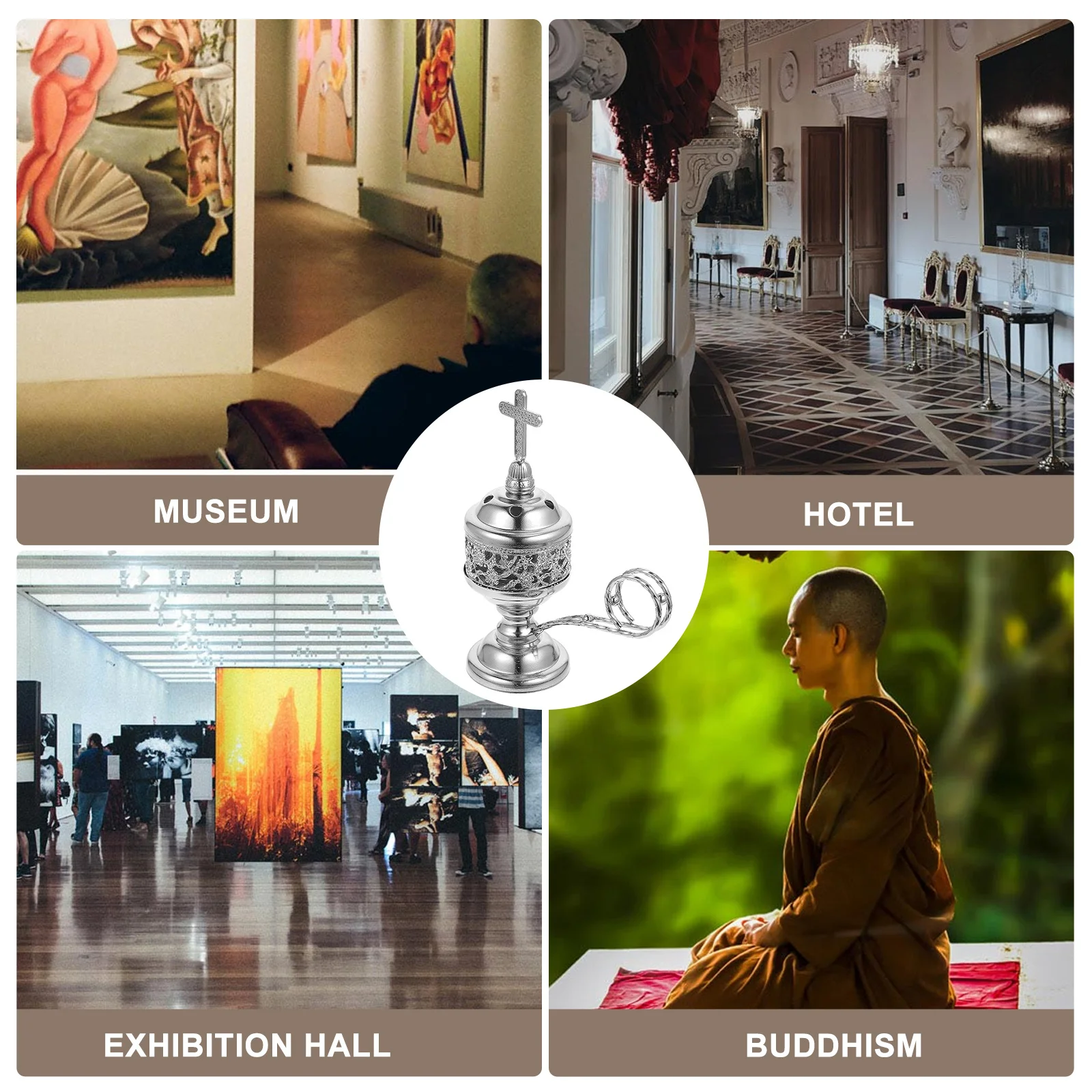 

Metal Incense Cone Burner Middle East Tall Base Lightweight Portable Censer Holder Incense Burner Decoration for Bedroom Yoga