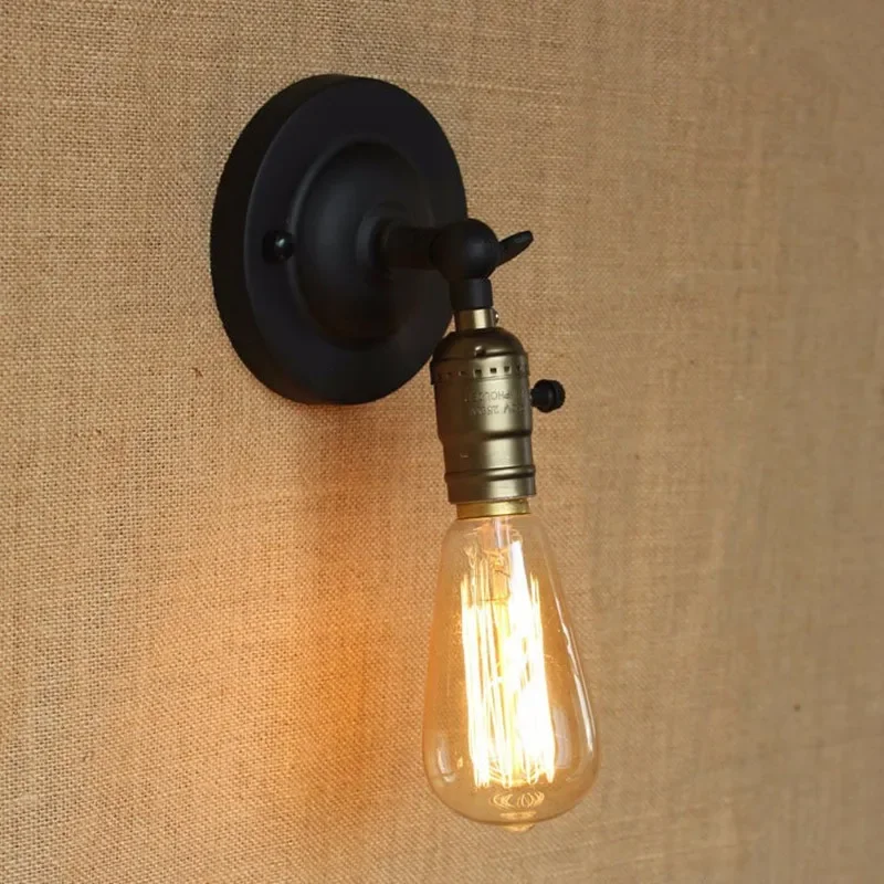 

Edison light bulb Mini wall lamp Knob switch warehouse loft country retro industry Vintage iron Small Wall Lamps