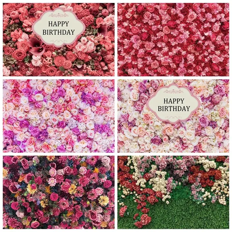 

Flowers Birthday Party Photography Backdrops Valentine's Day Wedding Photographic Props Baby Portrait Background Photo Studio