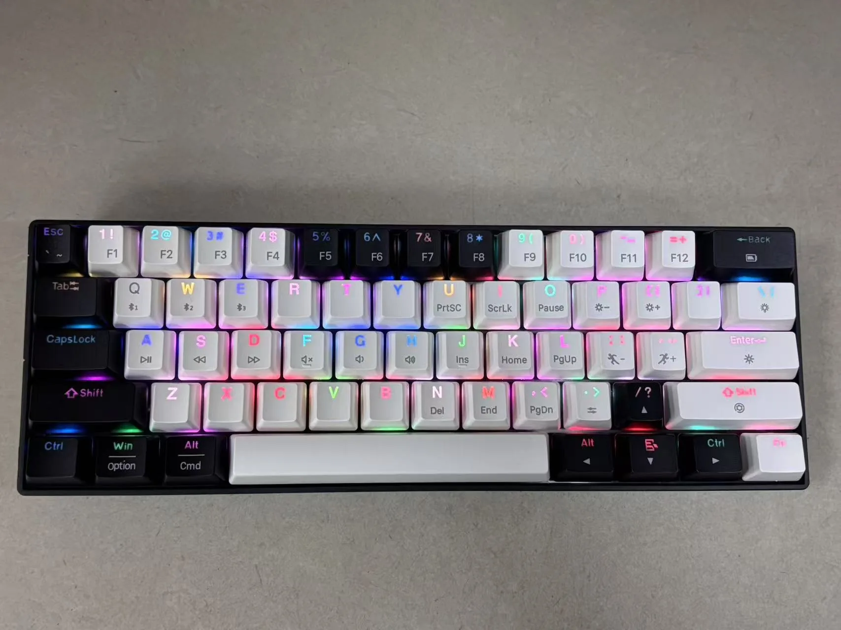 Wireless Mechanical Keyboard 60% Bluetooth 2.4G RGB 61 keys keyboards ergonomic pc key board White Black tablet rgb teclado view 3