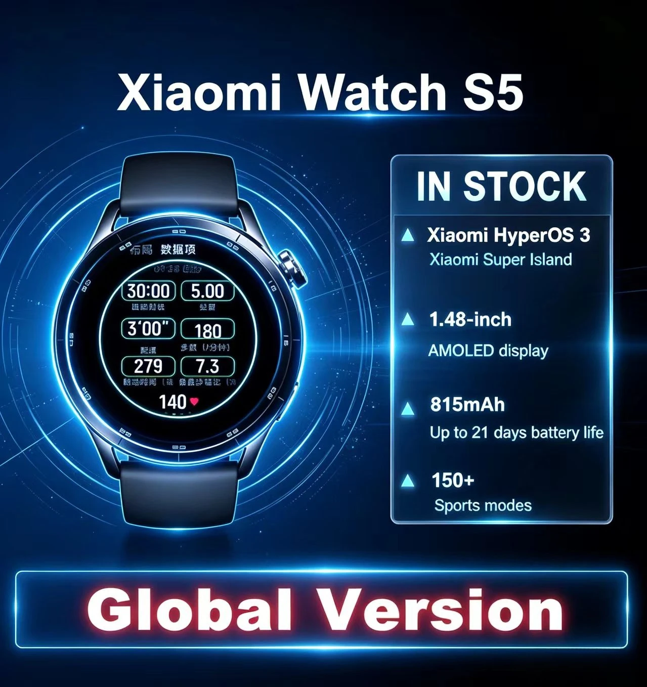 Xiaomi Watch S5 Global Version Smartwatch, 1.48" AMOLED Display, 21 Days Battery Life, All-Day Health Monitoring, 150+ Sports