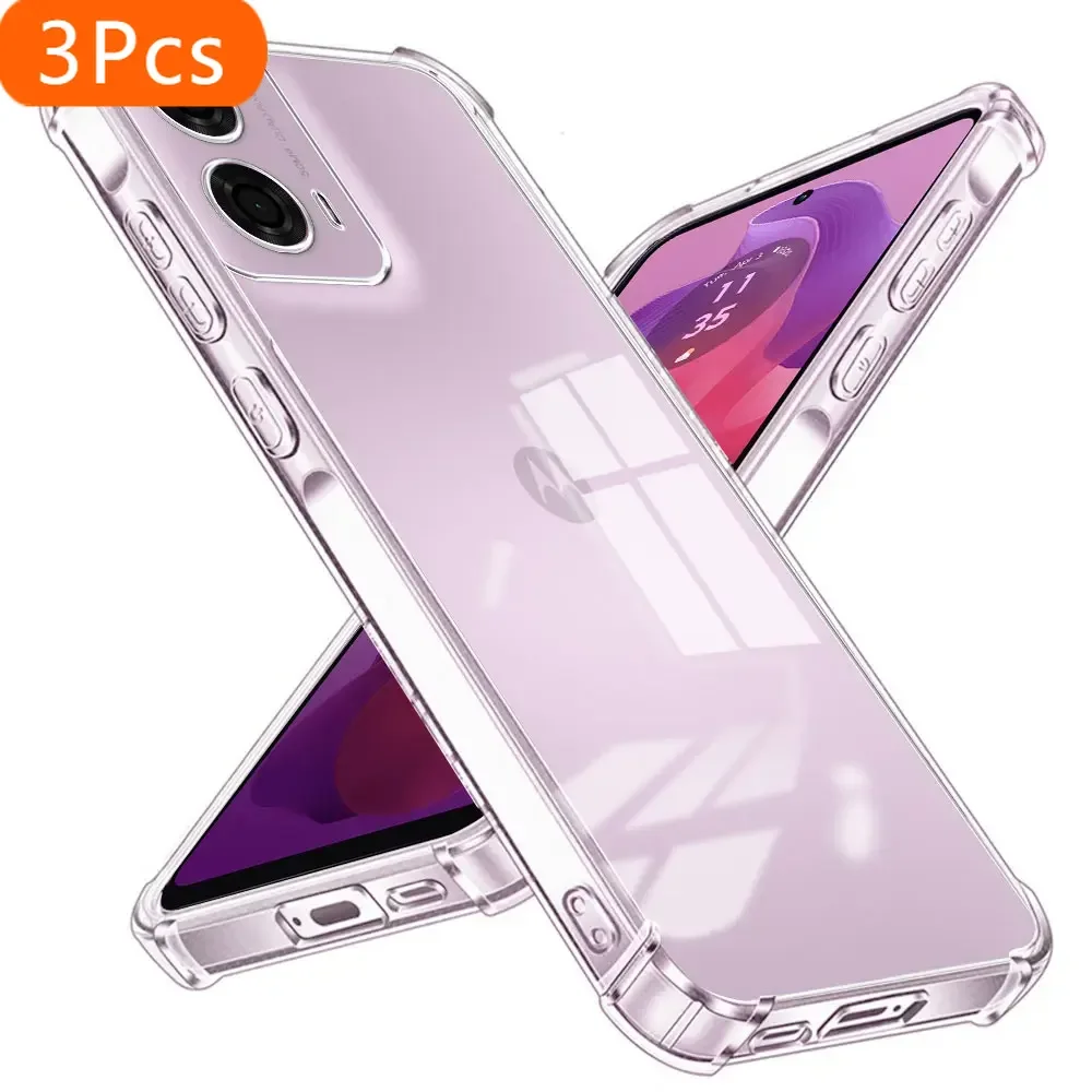 

3 шт. чехол для телефона Moto G54 5G g54 G24 Power противоударный чехол для Motorola Moto G14 G04S G04 прозрачный мягкий силиконовый чехол на заднюю панель