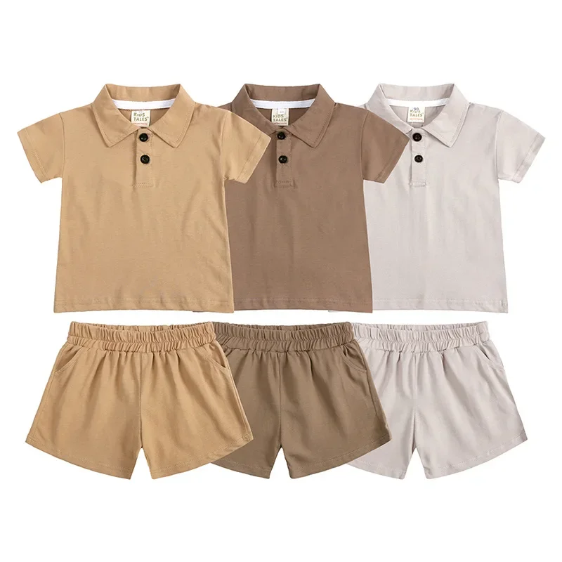 

2024 Boys Girls Polos Sets Kids Summer Clothes Cotton Sets Toddler Boy Short Sleeve Polos + Shorts 2 Pcs Girls Boutique Outfits