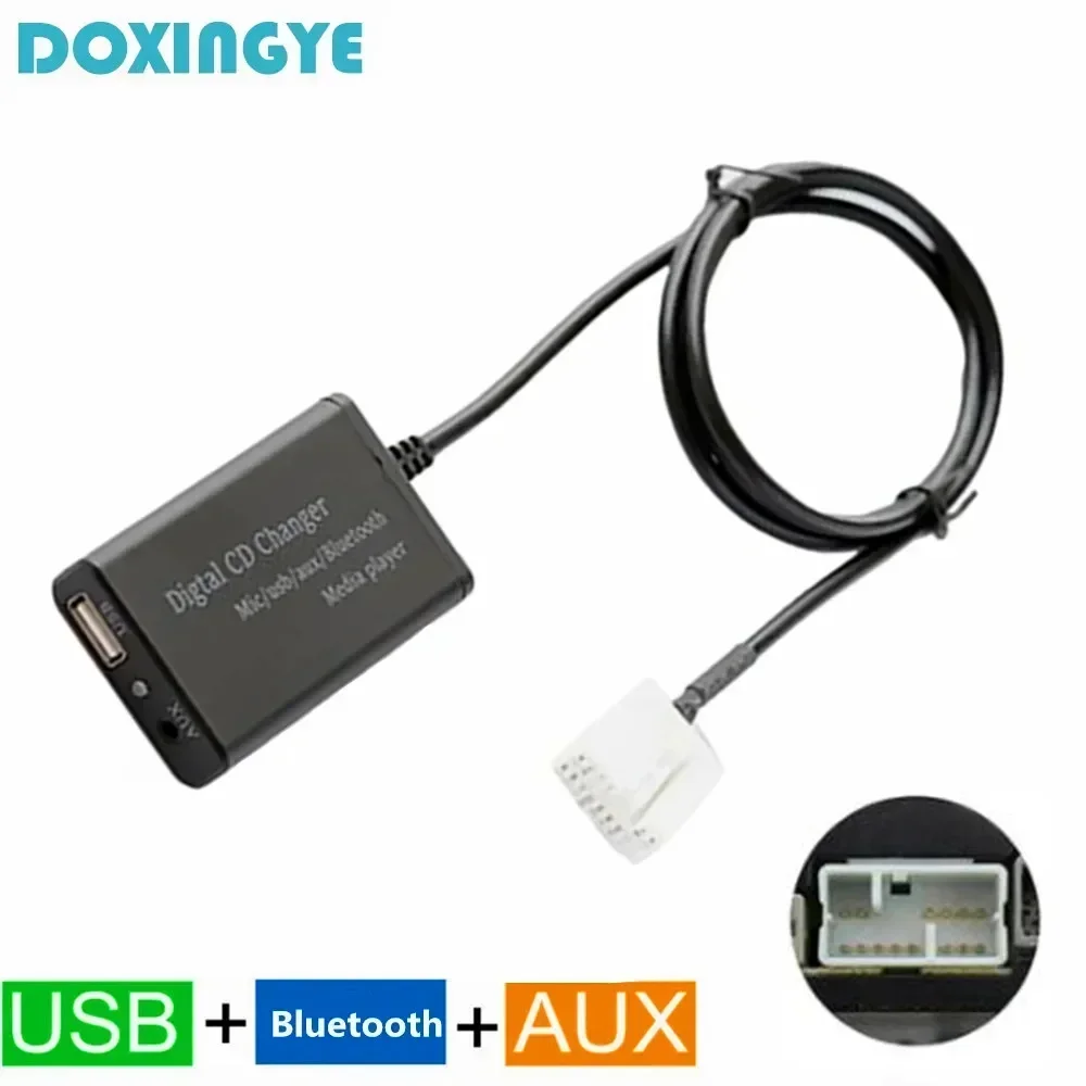 DOXINGYE USB AUX 블루투스 자동차 라디오 CD 체인저 어댑터, 자동차 MP3 플레이어, 블루투스 핸즈프리, 혼다 어코드 시빅 CRV 6 + 8 핀