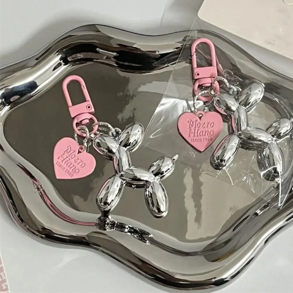 Acrylic Puppy Balloon Keychain Plating Colorful Balloon Acrylic Dog Keyring Heart Funny Dog Balloon Keychain Hanging Accessory