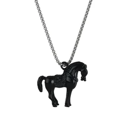 Personalize Black Horse Pendant Necklace for Men Women Cute Animal Necklaces Jewelry Accessories Best Birthday Gift