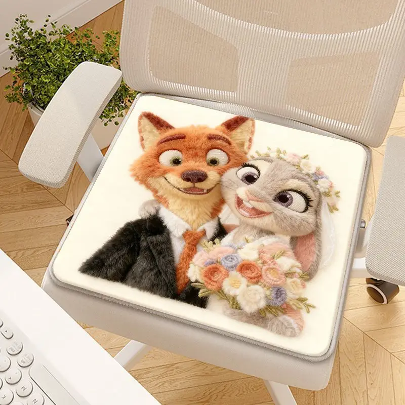 Zootopia Judy Nick Printed Chair Cushion Cartoon Cute Anime Imitation Cashmere Warm and Comfortable Gift for Friends kawaii