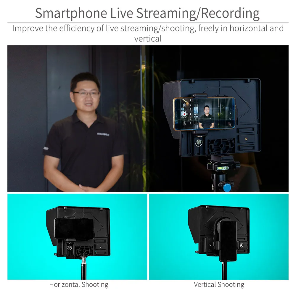 FEELWORLD Teleprompter TP10 for iPad Tablet DSLR Camera Amp Smartphone Shooting APP Compatible with iOS/Android
