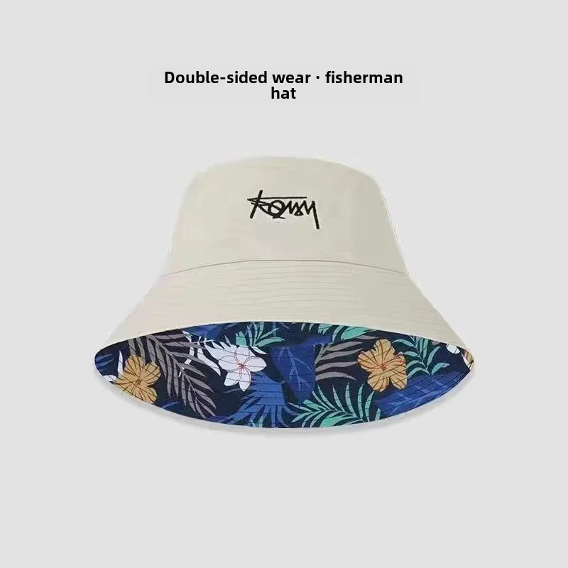 Double-sided large head circumference letter graffiti fisherman hat men\'s trendy sun hat sun protection sun hat personalized ...