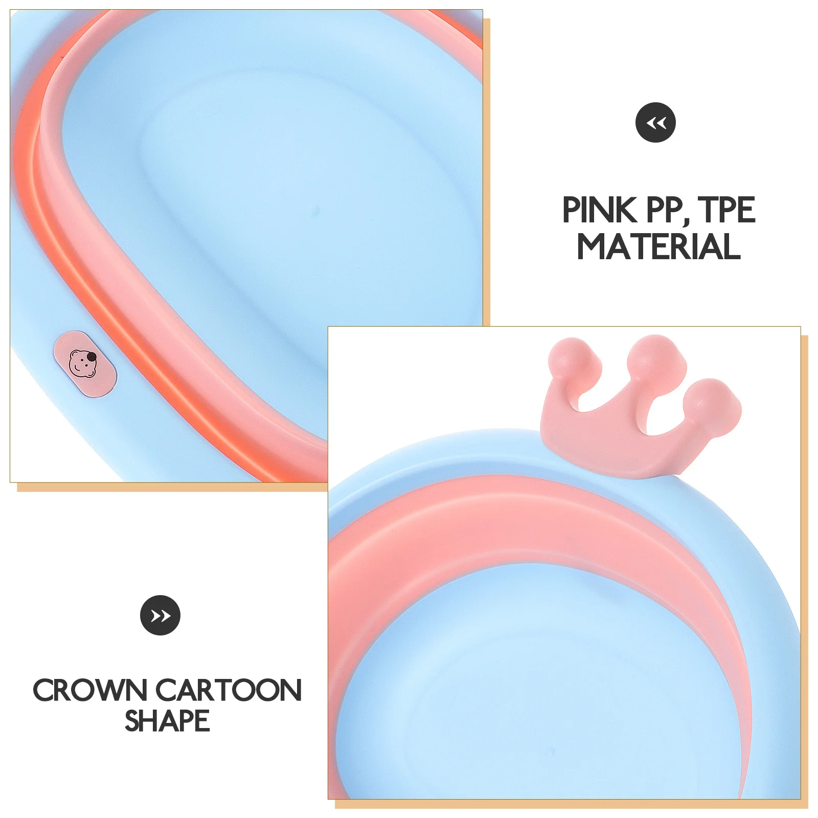 

1pc Cartoon Crown Washbasin Pink Foldable Baby Washing Basin Portable Travel Kids Bathtub Collapsible Pp Basin For Shower Gift