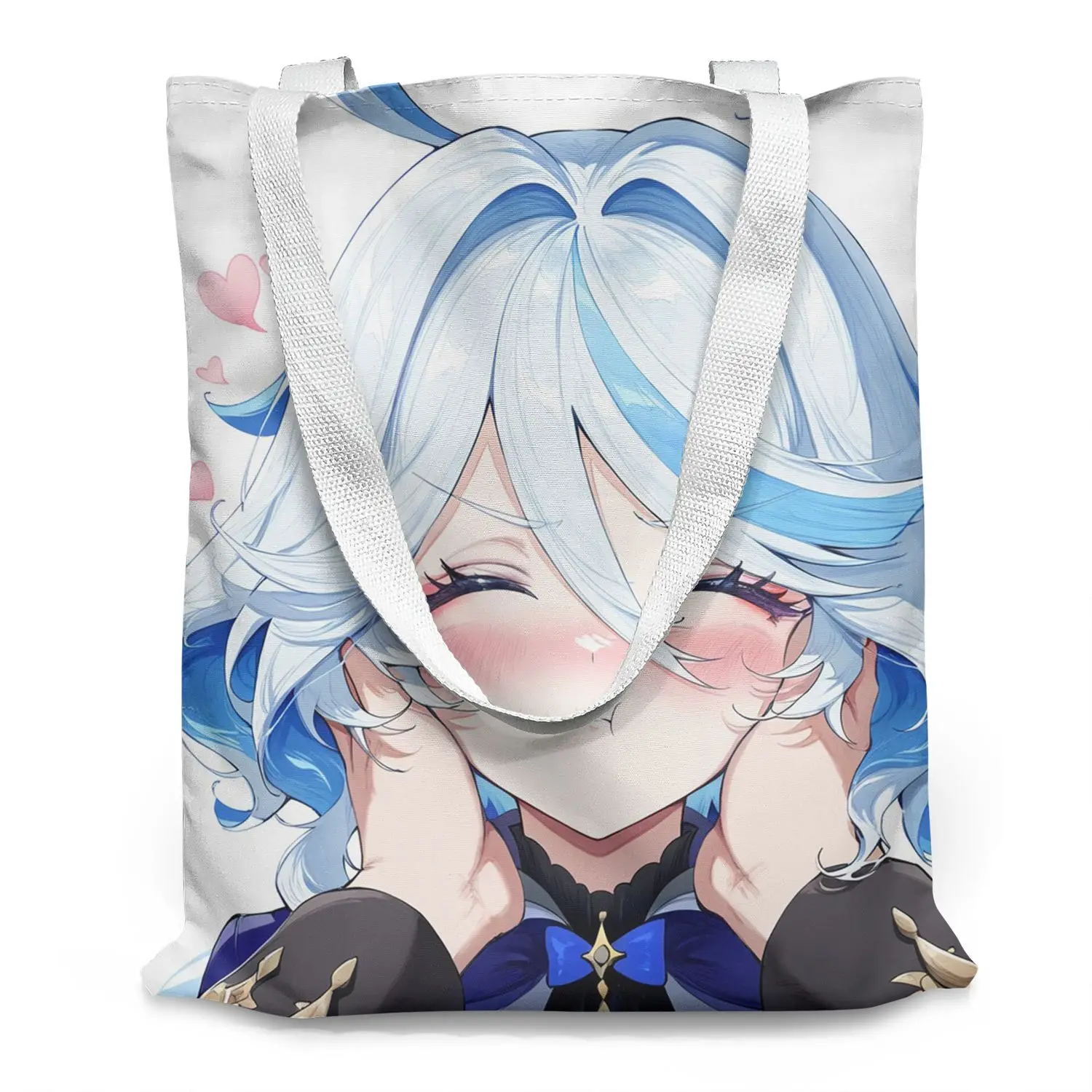 Genshin Funina Water God Canvas Honkai Impact Game Merchandise Academy Style Anime Large Capacity Outdoor Tote Bag Ani