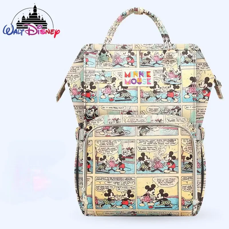 Disney-mochila para pañales de Mickey, bolso de bebé de dibujos animados, marca de lujo, gran capacidad, impermeable, multifuncional