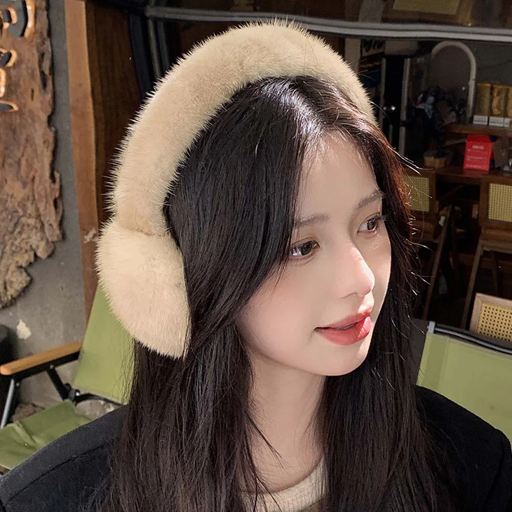 شتاء دافئ ريال فرو المنك غطاء للأذنين الأذن إفشل للنساء لينة أفخم غطاء للأذنين الفتيات الفتيان الطقس البارد الأذن دفئا فرو المنك الحقيقي أضعاف #4