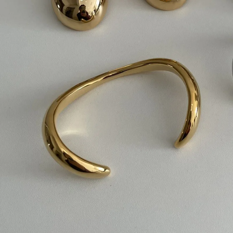Irregular wave open cuff bangles stainless steel bangles for women minimalist simple jewelry tarnish free jewelry waterproof
