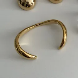 Irregular wave open cuff bangles stainless steel bangles for women minimalist simple jewelry tarnish free jewelry waterproof