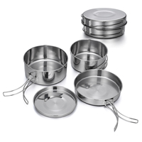 LIXADA Outdoor Stainless-Steel Camping Cookware Set Camping Bowl Outdoor Bowl Pot Set Hiking Backpacking Cooking Picnic