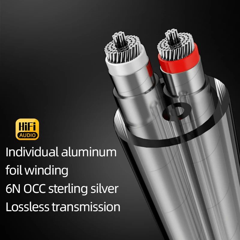 ATAUDIO One Pair RCA Audio Cable 6N OCC Silver Plated HiFi 2RCA Male to 2RCA Male Interconnect Cable for Amplifier DAC Mixer