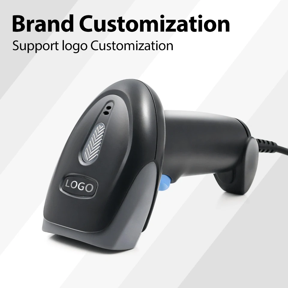 เครื่องอ่านบาร์โค้ด USB Qr แบบมีสาย 1D 2D เครื่องสแกนบาร์โค้ดแบบใช้มือถือซูเปอร์มาร์เก็ตสําหรับโซลูชัน POS