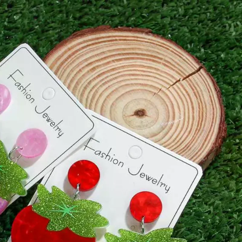 New Fruit Earrings Strawberry Pitaya Fruit Earrings Sparkling Acrylic Earrings