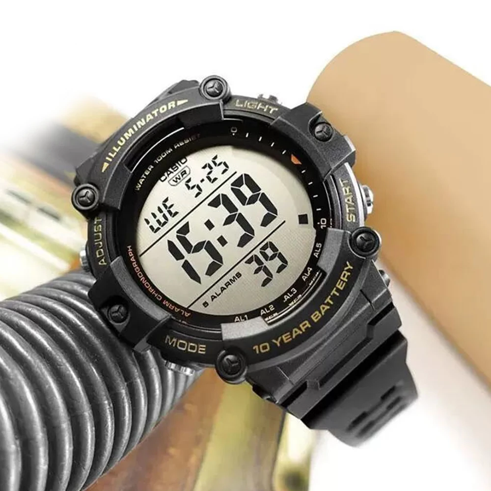 Casio-reloj deportivo de cuarzo para hombre, cronógrafo digital militar, resistente al agua hasta 100m, con batería de 10 años de duración