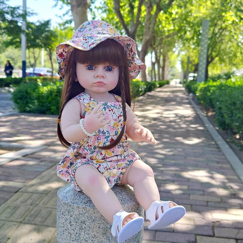 55cm Reborn Baby Girl Doll Realistyczna księżniczka Pełny silikonowy winyl Noworodek Lalka Dzieci Playmates Prezent urodzinowy Zabawka