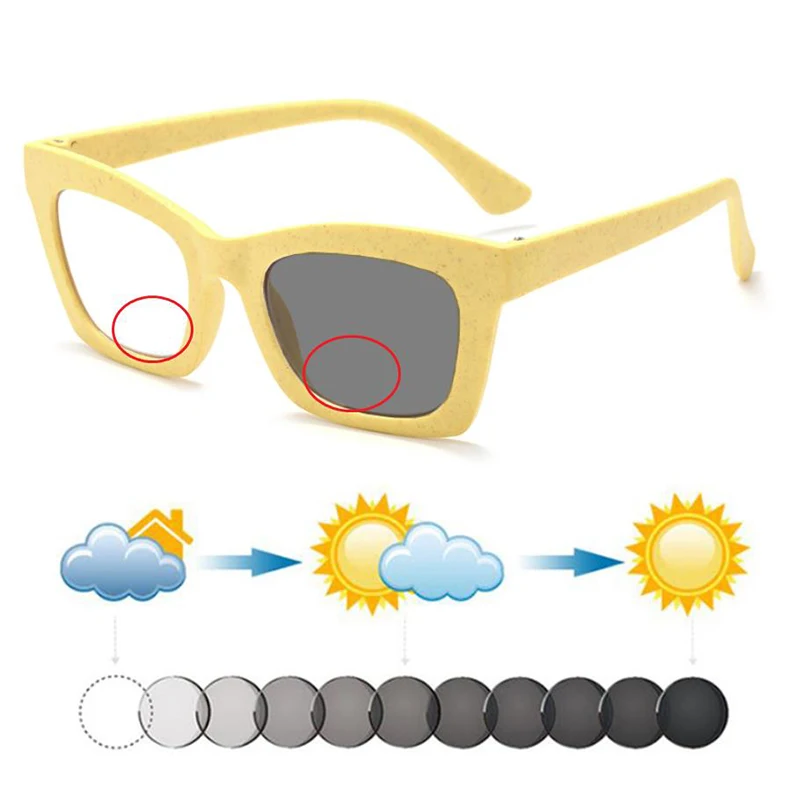 

Hot Straw Frame Women Photochromic Bifocals Reading Sunglasses Men Hyperopia Sunnies Shades Spectacles Presbyopia Dark Glasses
