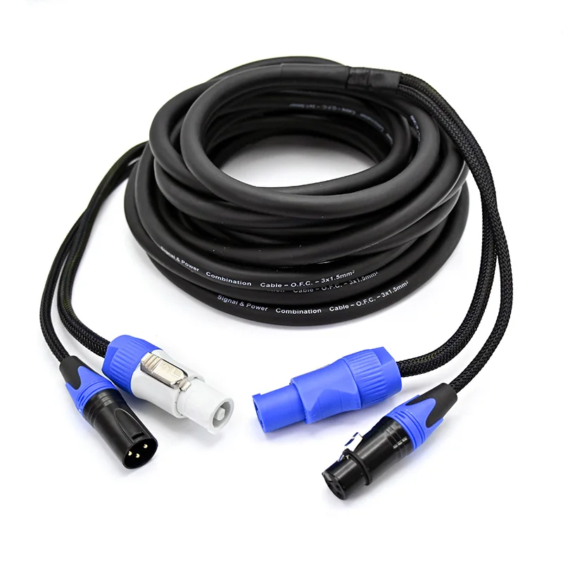 3/5 Pin XLR Powercon Combi Cable 1m 1.5m 2m 3m 5m 10m Power Con DMX 512 Data Audio Combo Link Cable for Moving Head Bar Lighting