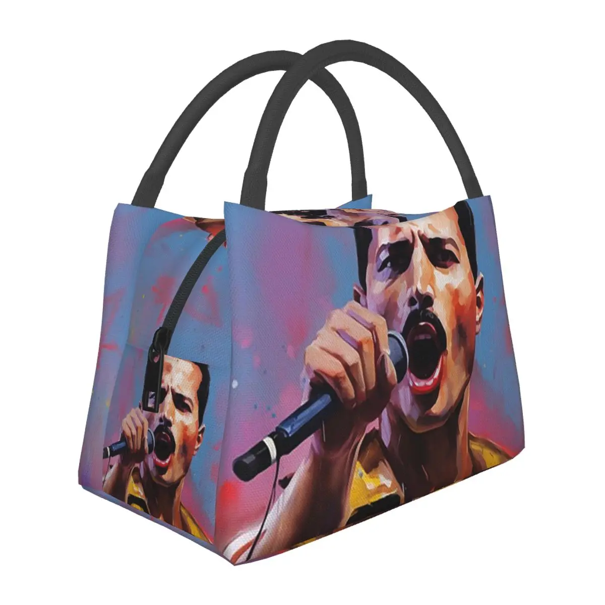 Freddie Mercury Is Singing Lunch Bags Insulated Bento Box Lunch Tote Picnic Bags Cooler Thermal Bag for Woman Kids Travel