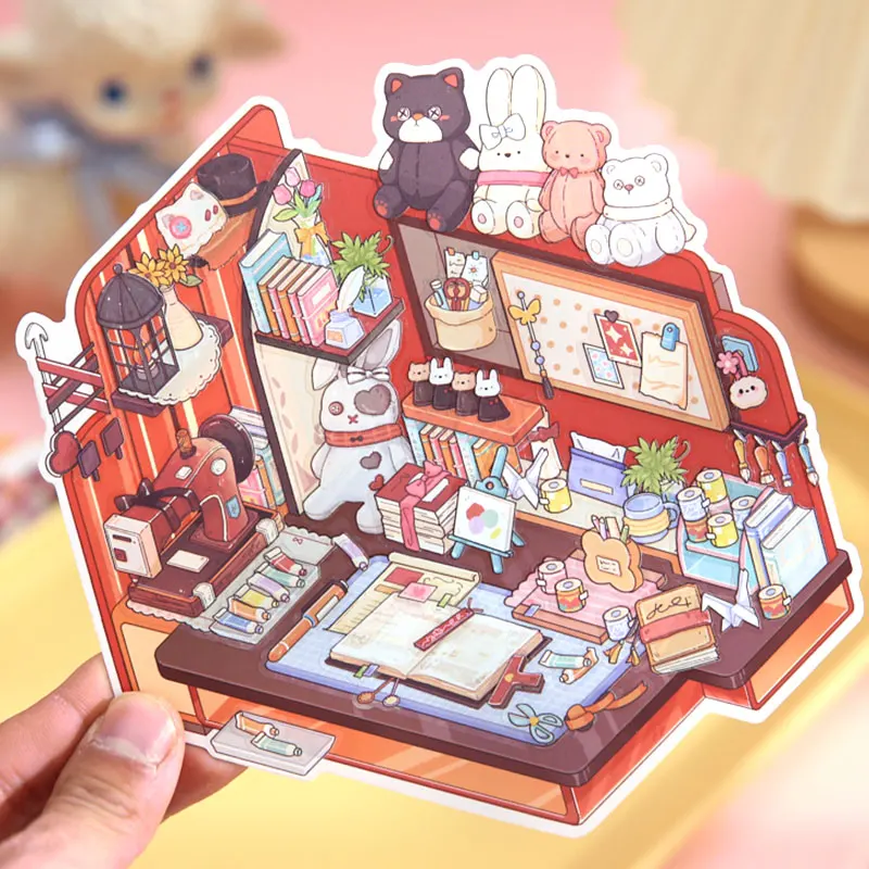 3Pcs/bag Stickers Corner Desk Series Delicate Desktop Layout Theme Stickers Scrapbooking Landscape Fun