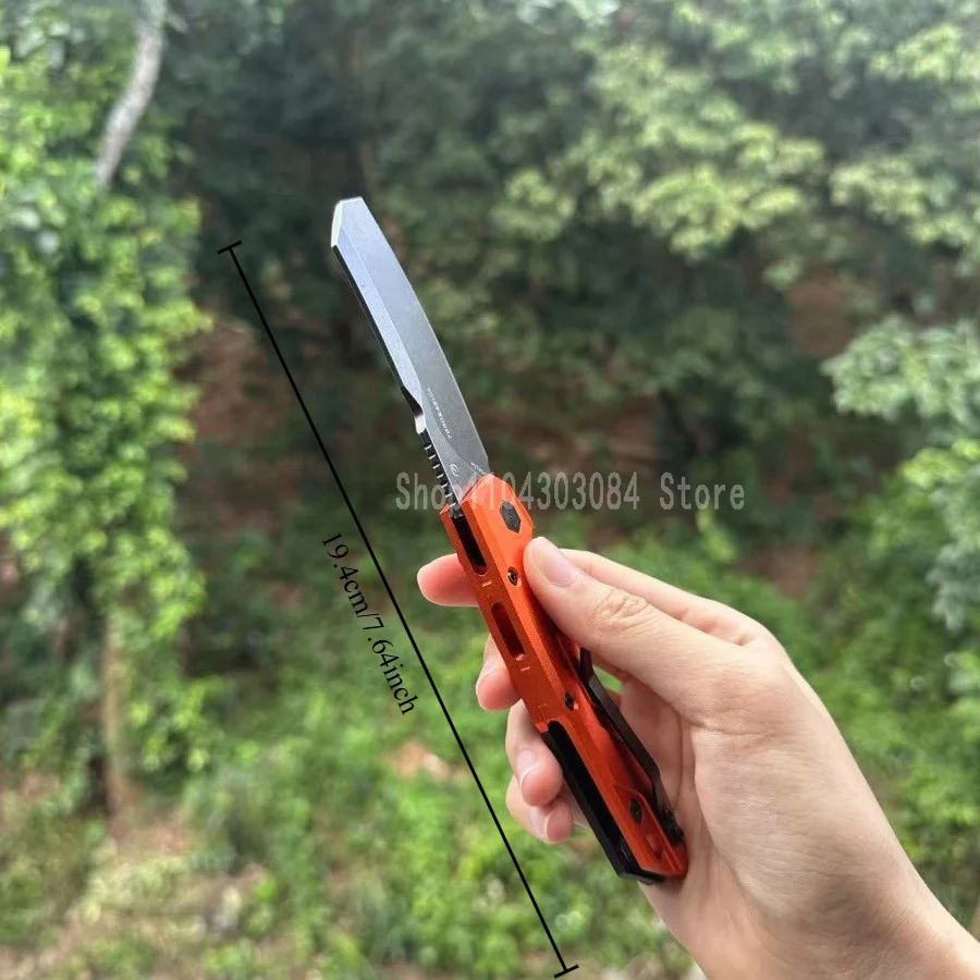 KS 7850 جيب سكين للفرد D2 شفرة فولاذية سبائك الألومنيوم + ألياف الكربون مقبض سكين عملي للمشي في الهواء الطلق والصيد
