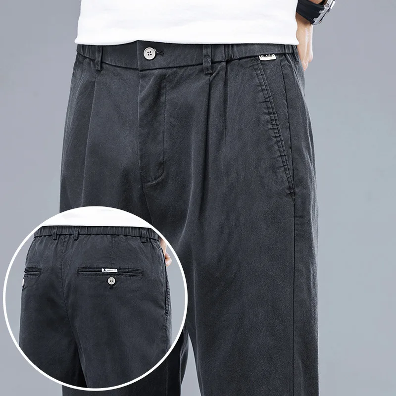 Pantaloni Casual Ultra sottili estivi materiale Lyocell da uomo stile classico moda pantaloni dritti di alta qualità in tinta unita