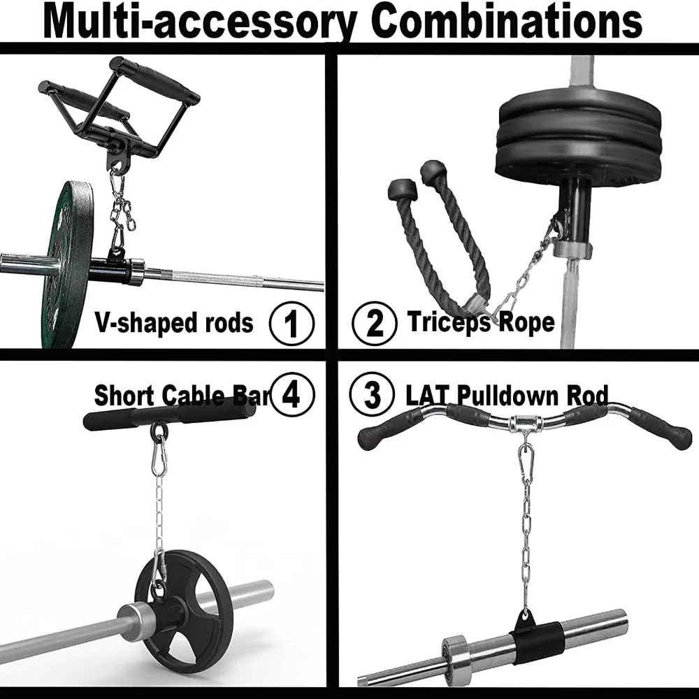 Post Insert Barbell Exercise Machine Attachments Full Body Workout Solid Steel T Bar Row Handle Chain Eyelet Black