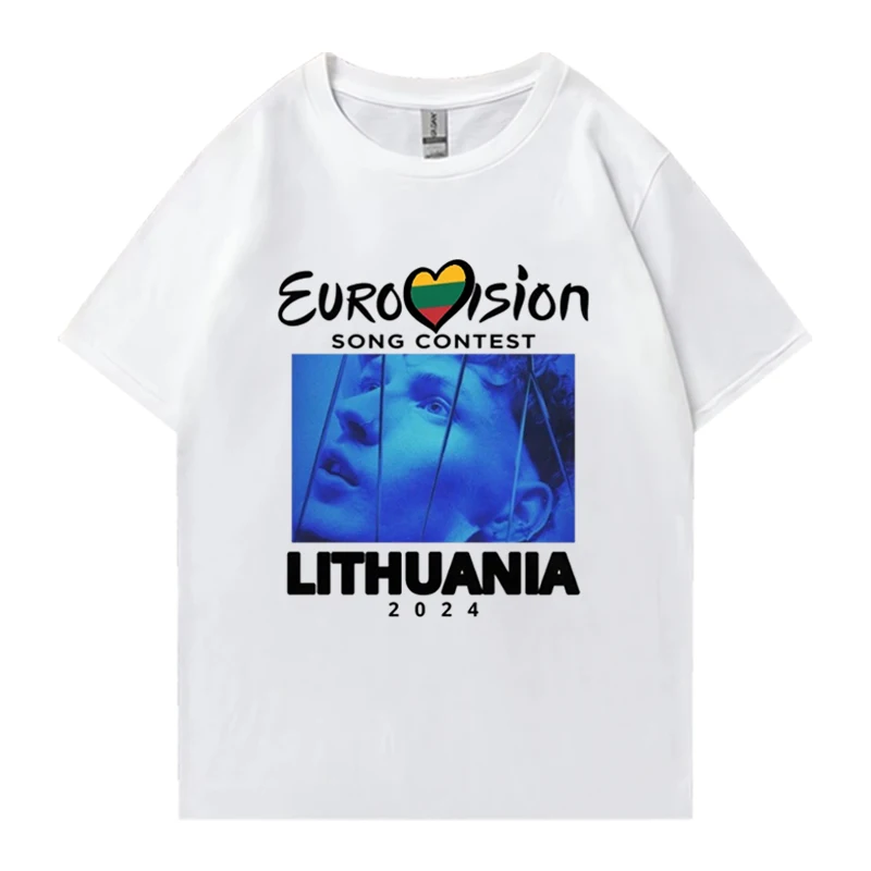 Hot sale Eurovision 2024 Event Lithuania Fashion T-Shirts Men Women vintage short sleeve t-shirt  Unisex Casual Oversized Tops