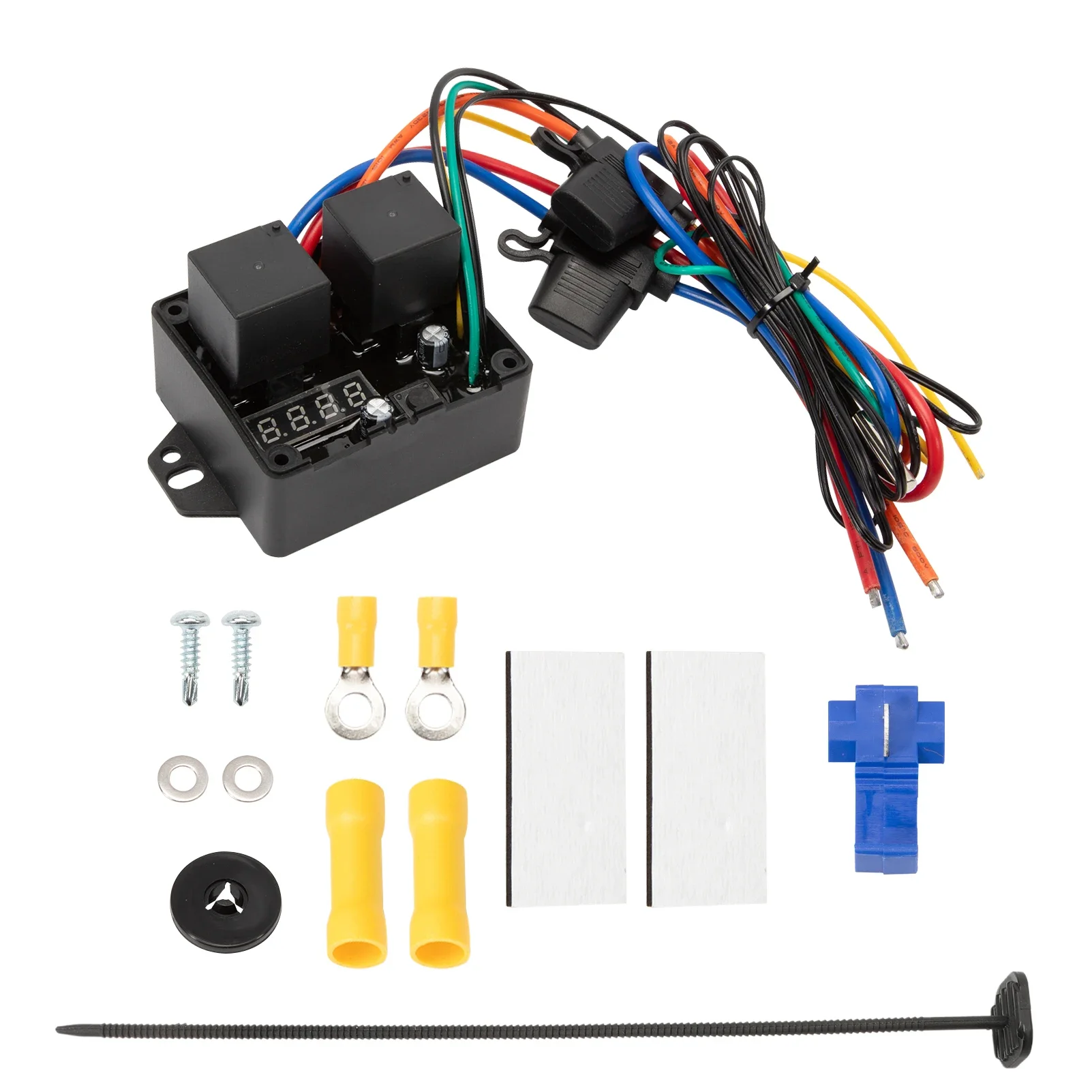 Controlador de ventiladores de radiador digital com kit 12v e 24v, faixa de temperatura ajustável kit de interruptor de ventilador térmico elétrico digital 0444