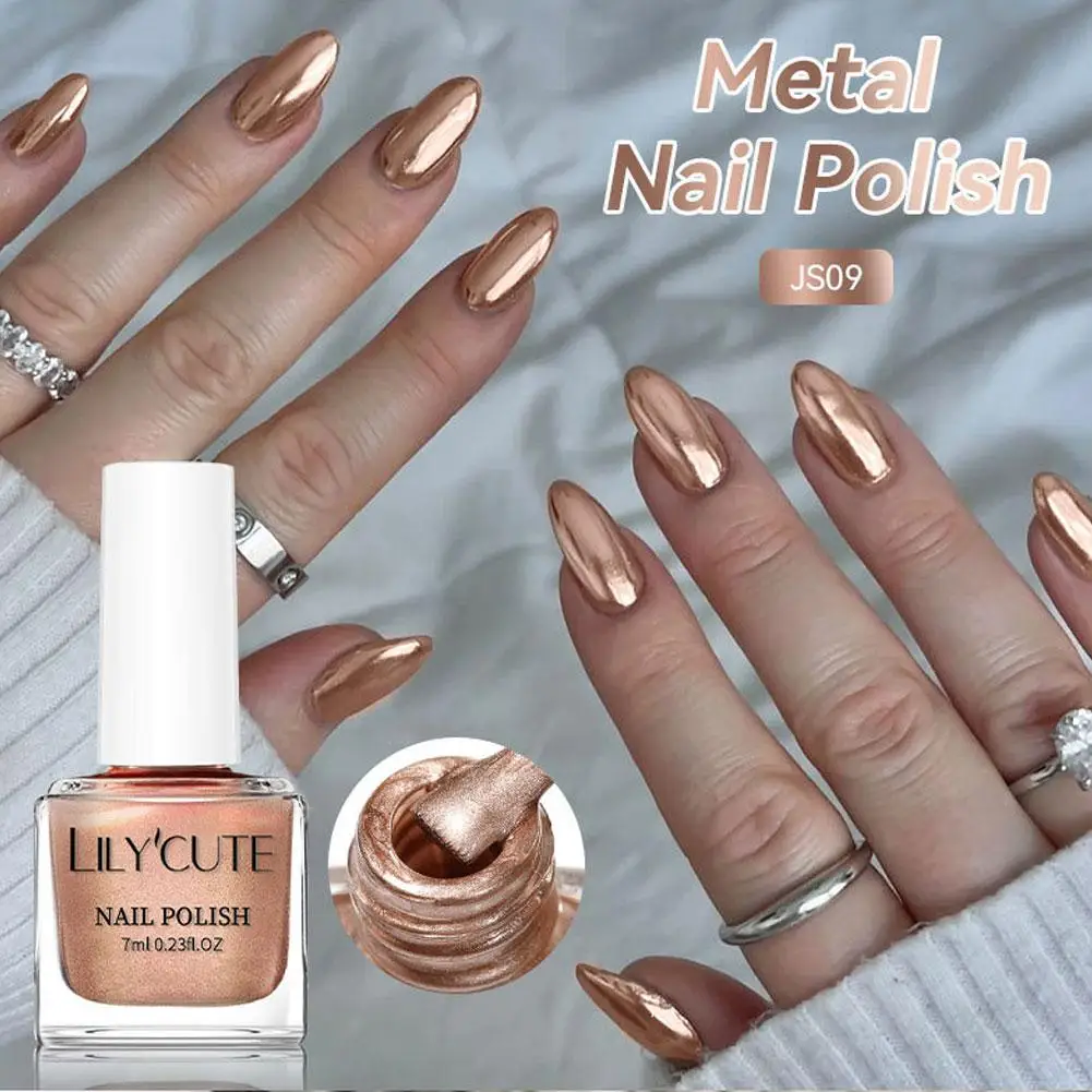 1pc Color Metal Mirror Effect Nail Polish No Baking Fast Drying No Need for Light Nail Polish Lasting Improvement of Beauty 7ml