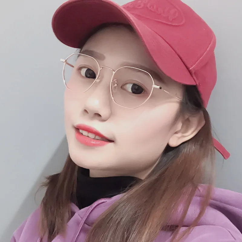 49-19 نظارات التيتانيوم الرجعية المضلعة إطار كامل خفيفة للغاية عادي قصر النظر إطار نظارات النساء وصفة طبية مخصصة #3