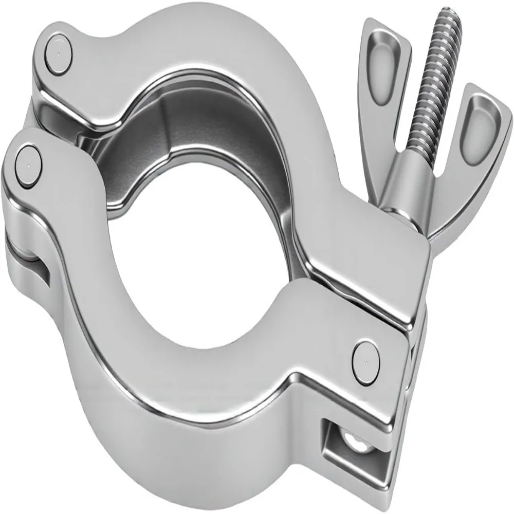 4PCS 304 Stainless Steel+Fluororubber Vacuum Clamp Centering O-Ring Wing Nut Design Quick Clamp Flange Silver+Black