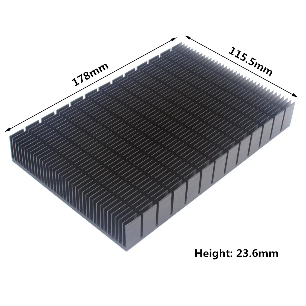 Zwart Aluminium Koellichaam 178X115.5X23.6Mm Diy Koellichaam Koeler Radiator Voor Chip Led Elektronische Warmteafvoer Koeling