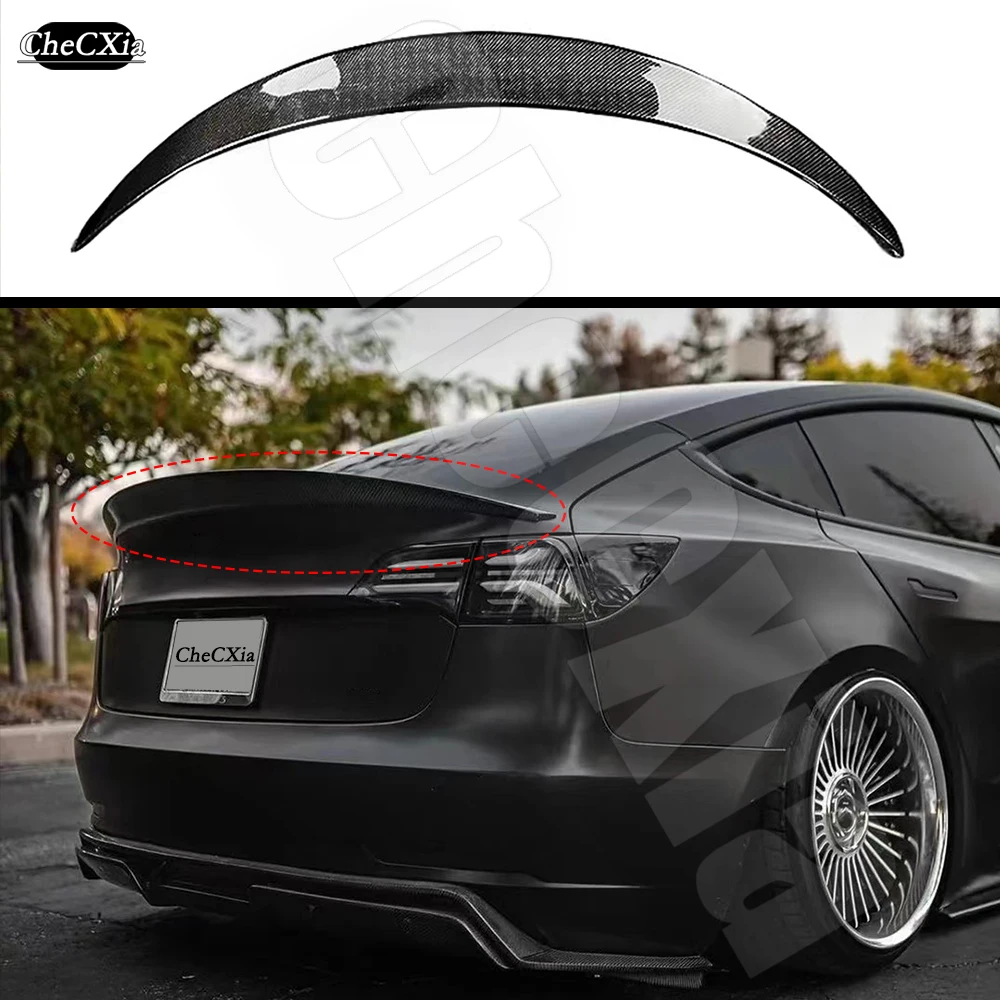 

Tesla Model 3 2017-22 Dedicated HK Style Carbon Fiber Rear Spoiler High Quality Carbon Fiber Material Car Rear Spoiler Tail Wing