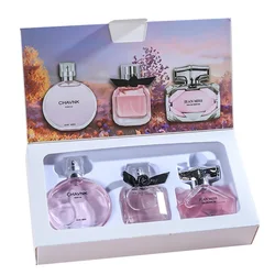 90ML(30mlx3PCS) 오 드 퍼퓸 선물 상자 Feminino 스프레이 신선한 빛 향기 꽃 과일 Chypre 노트 오래 지속되는 여성 향수 세트