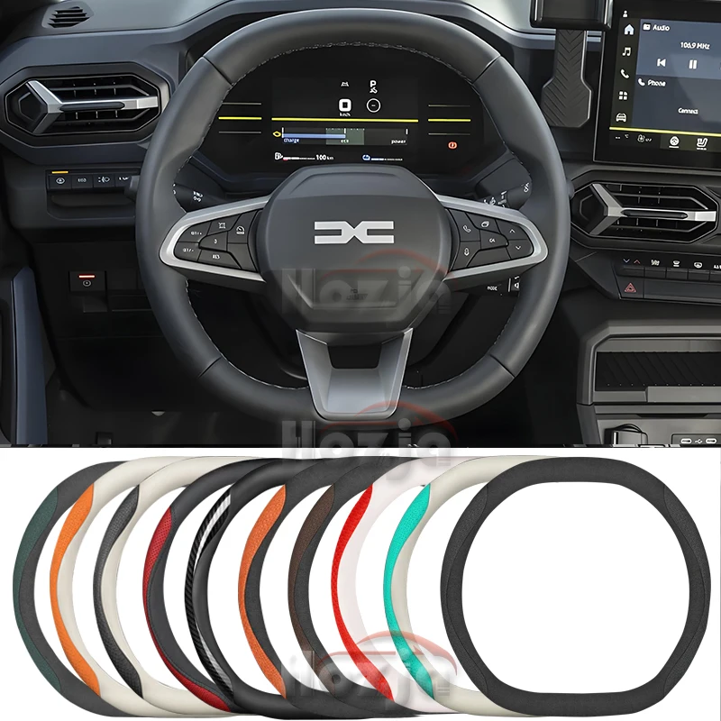 

Leather Car Steering Wheel Cover for ALL New Dacia Duster 2024 Non-slip Car-styling Auto Accessories
