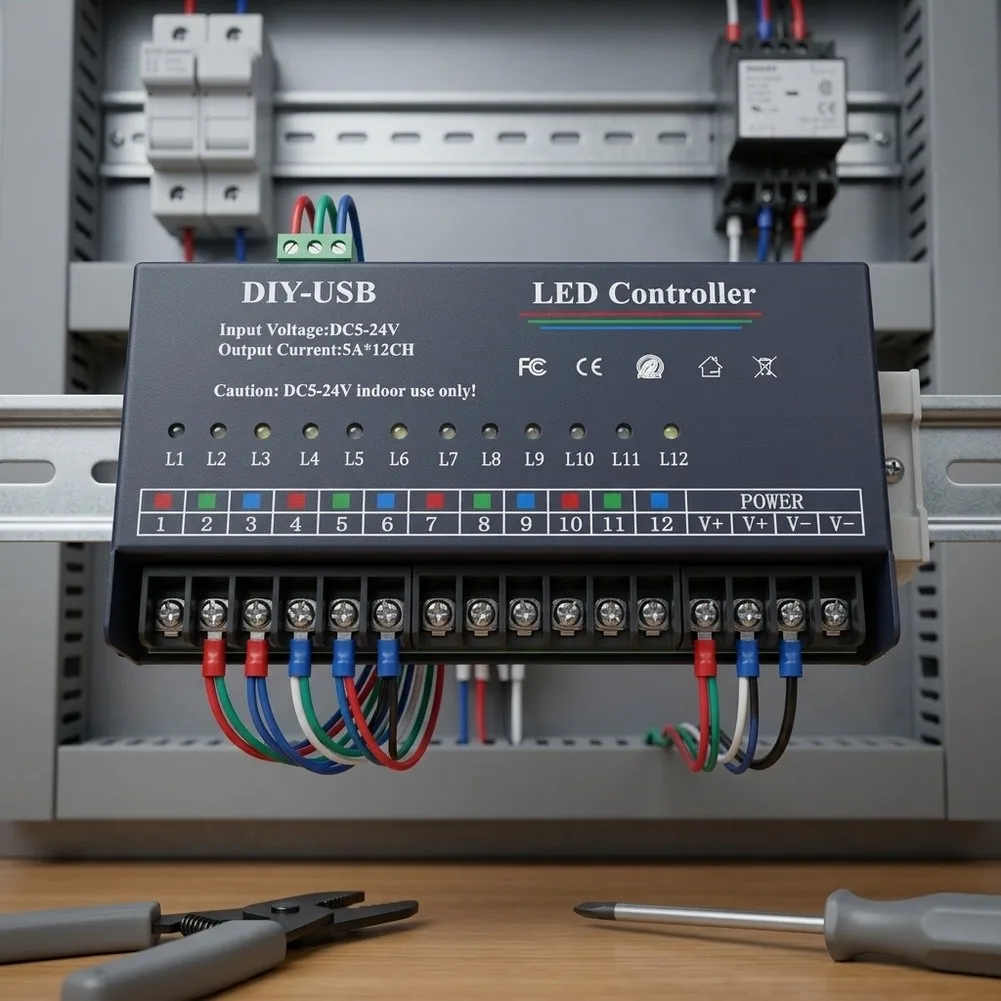 For Custom Lighting Scenes 12 Channel LED Controller Easy Programming Led Controller DC5-24V Wide Voltage Range