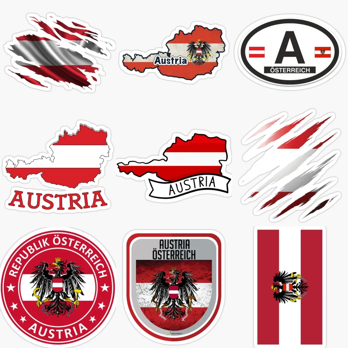 

Austria Flag Map Emblem Creative PVC Stickers for Car Van Bicycle Helmet Bumper Window Fridge Wall Decoration Accessories