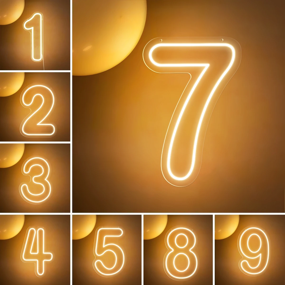 1-9 Numbers Happy Birthday Neon Sign Birthday Party Decoration lights Wedding Decor Neon LED Lights Room Wall Decor Lights