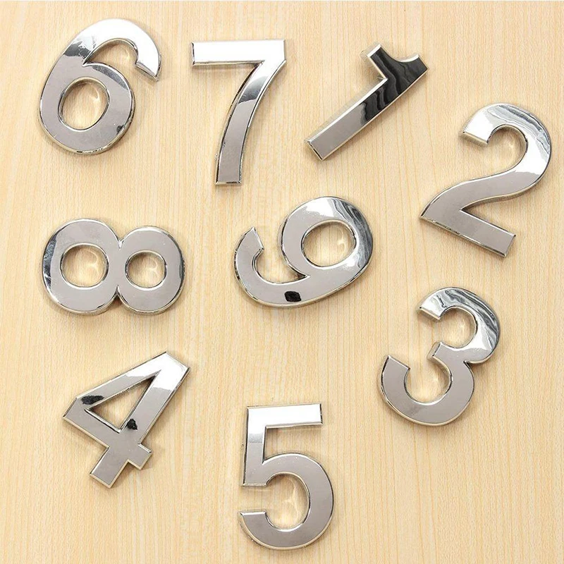 New 3D Numeral Door Plaque House Drawer Sign Plating Gate Digits 0 To 9 Plastic Number Tag Hotel Home Sticker Door Label Numbers