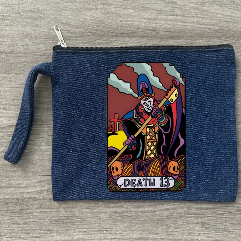 

JOJO Pattern Print Makeup Bag Travel Toiletry Organizer Pouch Female Canvas Zipper Denim Cosmetic Bags