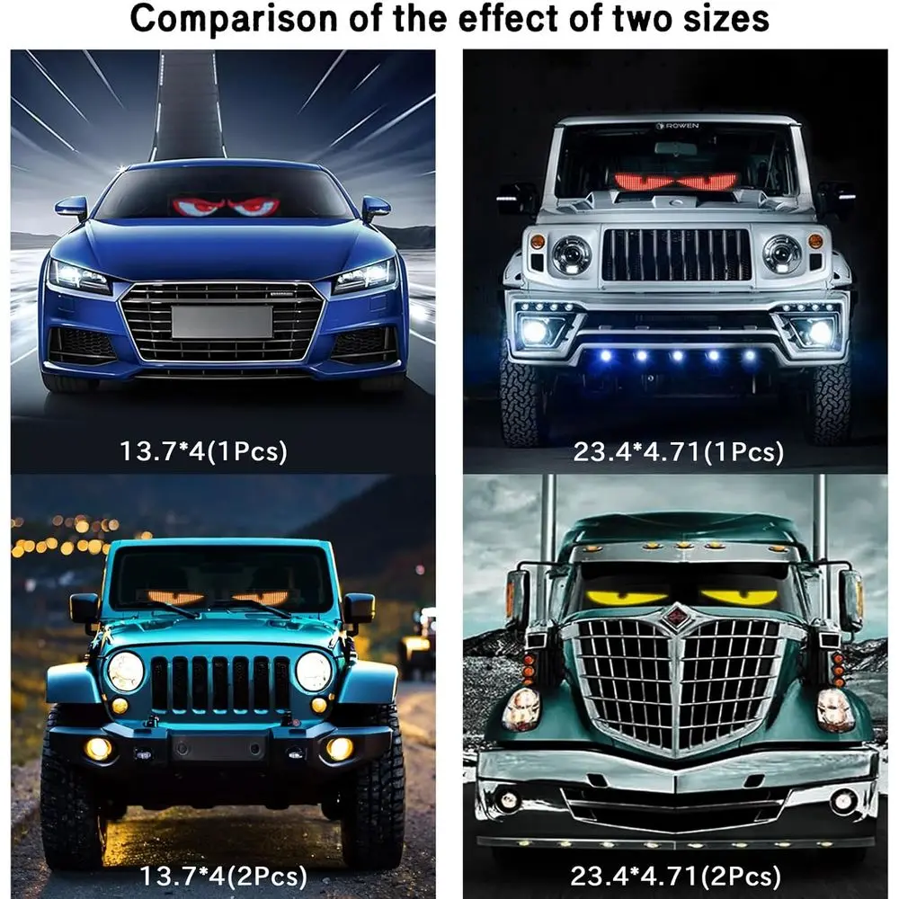 Pannelli a matrice LED Dual Pack - Luci flessibili per parabrezza per auto con controllo app e Bluetooth, animazioni fai da te e sincronizzazione musicale, 13,7x4