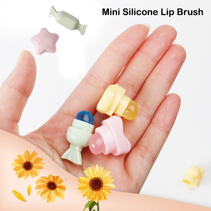 1Pcs Mini Silicone Lip Brush Cartoon Angled Concealer Brushes Lip Balm Lip Gloss Concealer Brushes Make Up Brushes