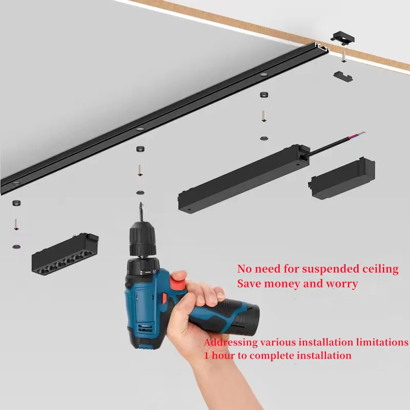 Imagem -05 - Tuya Dimming Sistema Magnético de Iluminação de Trilho Montagem Ultra Fina no Teto Superfície Fina Luz Linear Montada Smart Home 48v mm