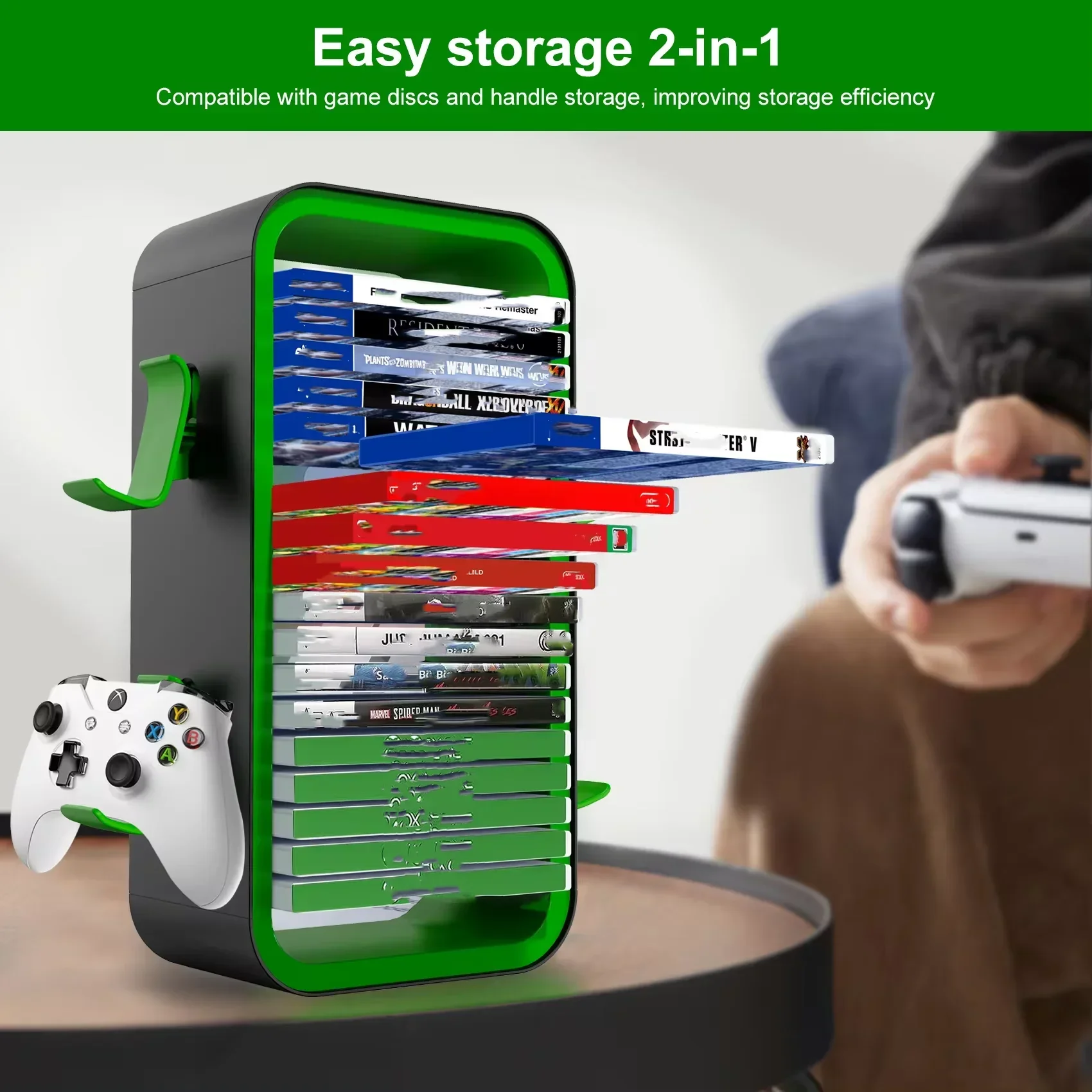 for LinYuvo Game Storage Tower - Universal Video Game Organizer for PS4, PS5, Xbox, Switch and Blu-Ray - Holds 18 Disks